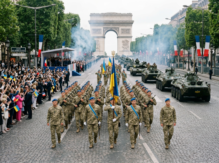 Protesters confront riot police beneath the Arc de Triomphe amid smoke